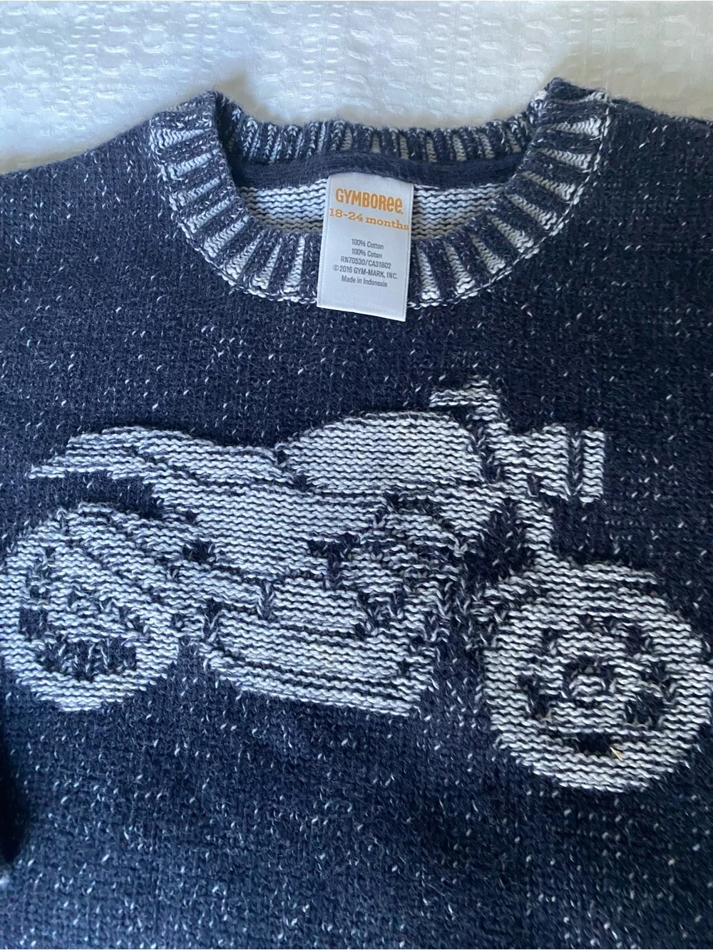 Gymboree Navy and White Motorcycle Crewneck Sweater
